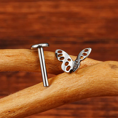 Butterfly helix earring cute and pretty titanium flatback piercing conch stud nose stud lip stud