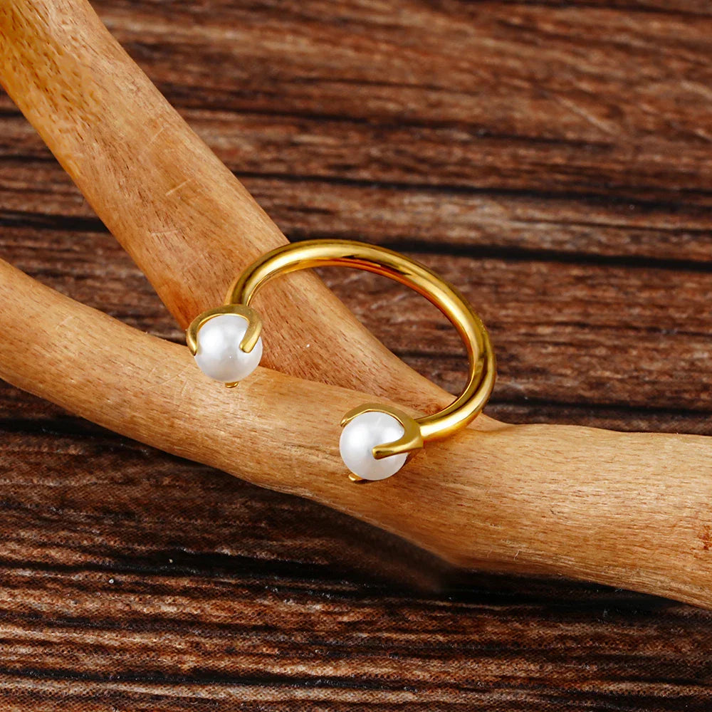 Curved barbell for daith piercings with pearls septum piercings titanium circular barbells