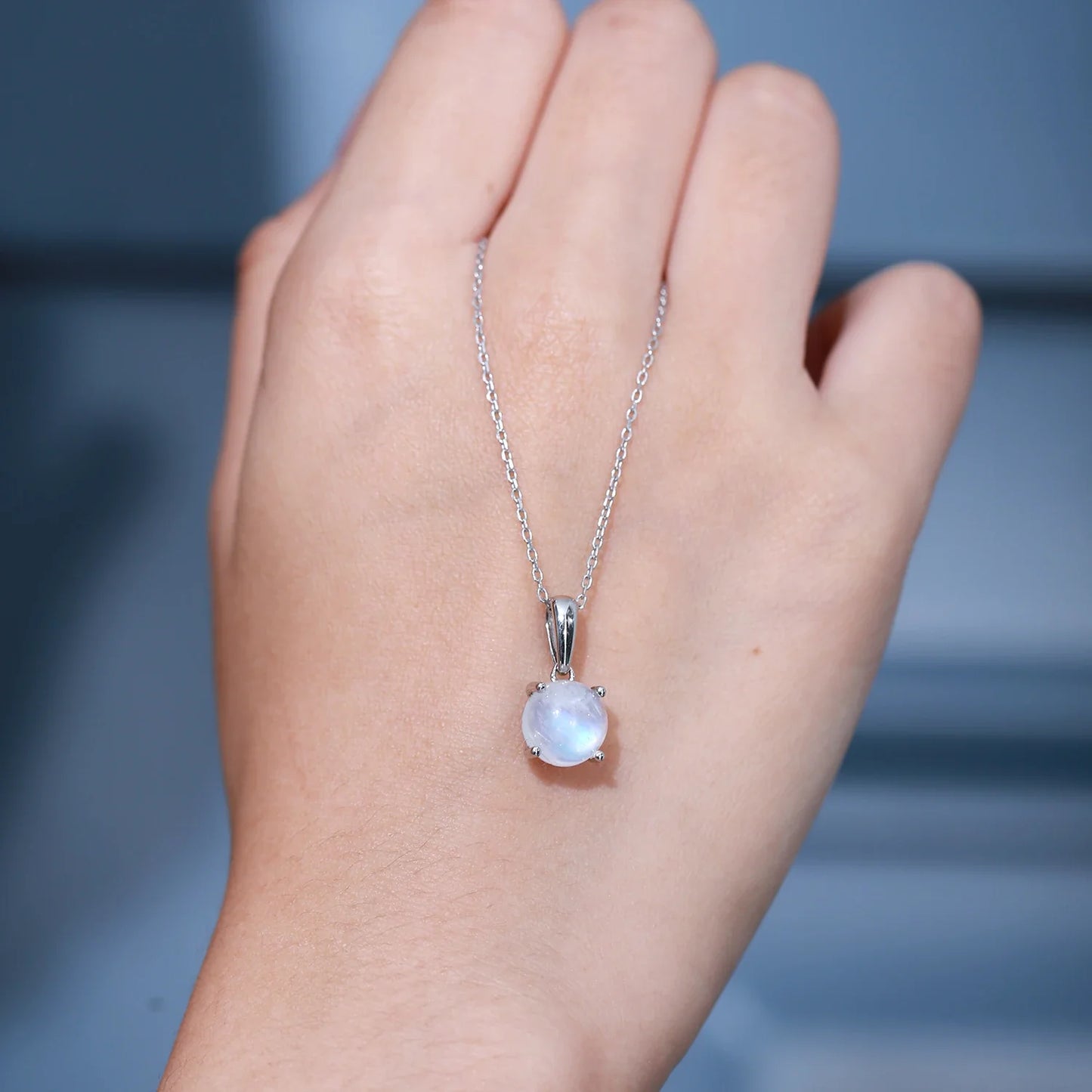 Real moonstone necklace simple and dainty June Birthstone necklace for women