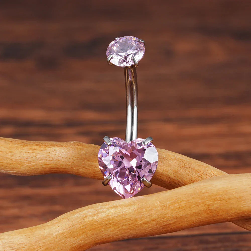 Heart belly ring titanium heart-shaped belly ring 14G heart belly piercing