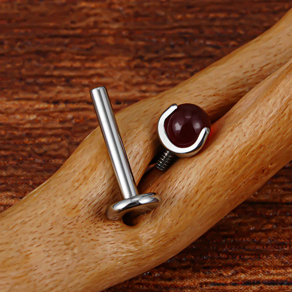 Tiny medusa piercing with natural semi-precious gemstones titanium lip stud nose stud ear stud