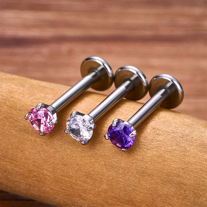 Ashley piercing stud titanium lip piercing stud labret stud with CZ stones cute ashley piercing jewelry