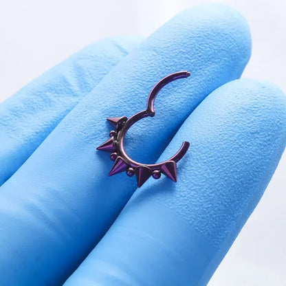 Spike septum ring black gold silver brown purple blue pink 16G 14G titanium nose clicker