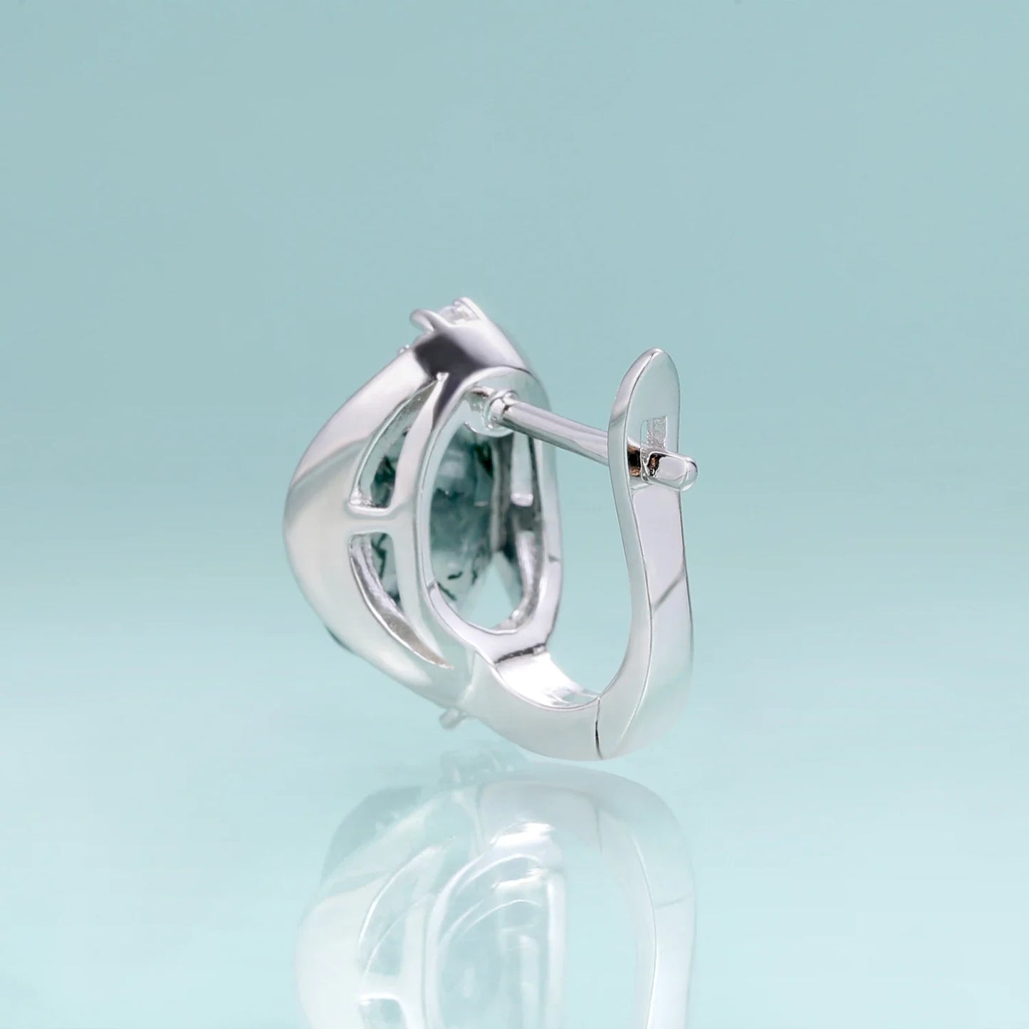 Moss agate silver earrings with natural oval moss agate gemstones and diamond cz stones