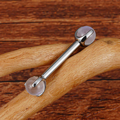 Nipple piercing barbell with natural gemstones titanium 14G internally threaded straight barbell 12mm 14mm 16mm 1 piece