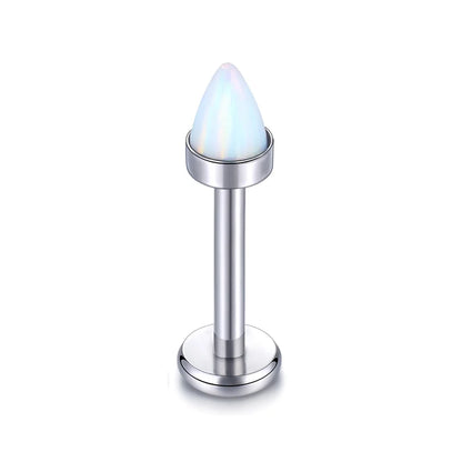 Opal nose stud flat back titanium 16G blue opal purple opal white opal earring