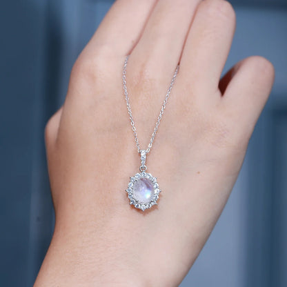 Vintage-style moonstone necklace sterling silver birthstone necklace