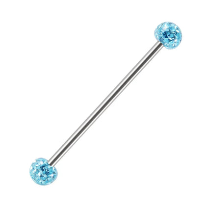 Beautiful industrial piercing with colorful crystal balls titanium industrial barbell tongue piercing jewelry