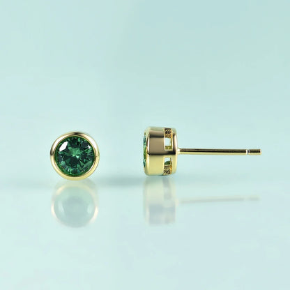 Small and tiny ear studs with green and black cz stones black ear stud for men