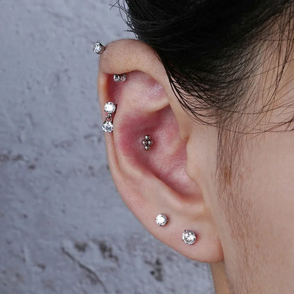 Small medusa piercing with 4 dots cute and tiny titanium lip stud nose stud ear stud 16G