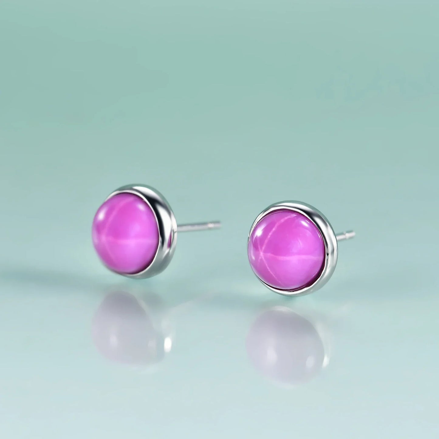 Star ruby earrings with red star ruby silver ear studs