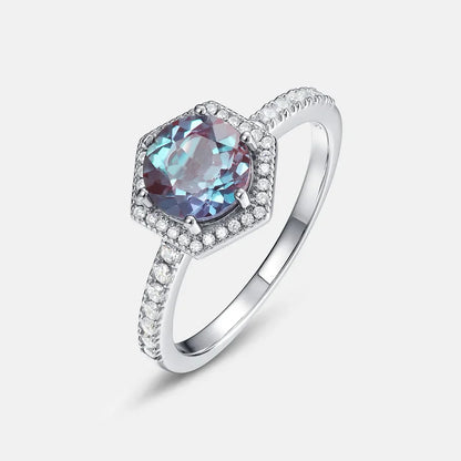 Alexandrite wedding ring with diamond cz sterling silver