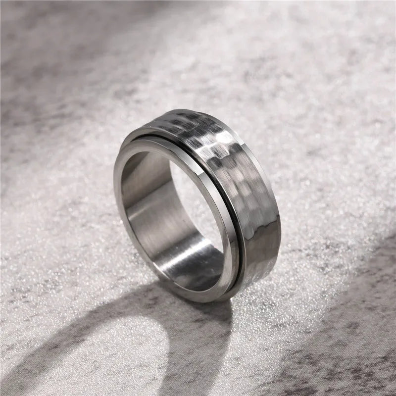 Black stainless steel spinner ring anxiety ring for men