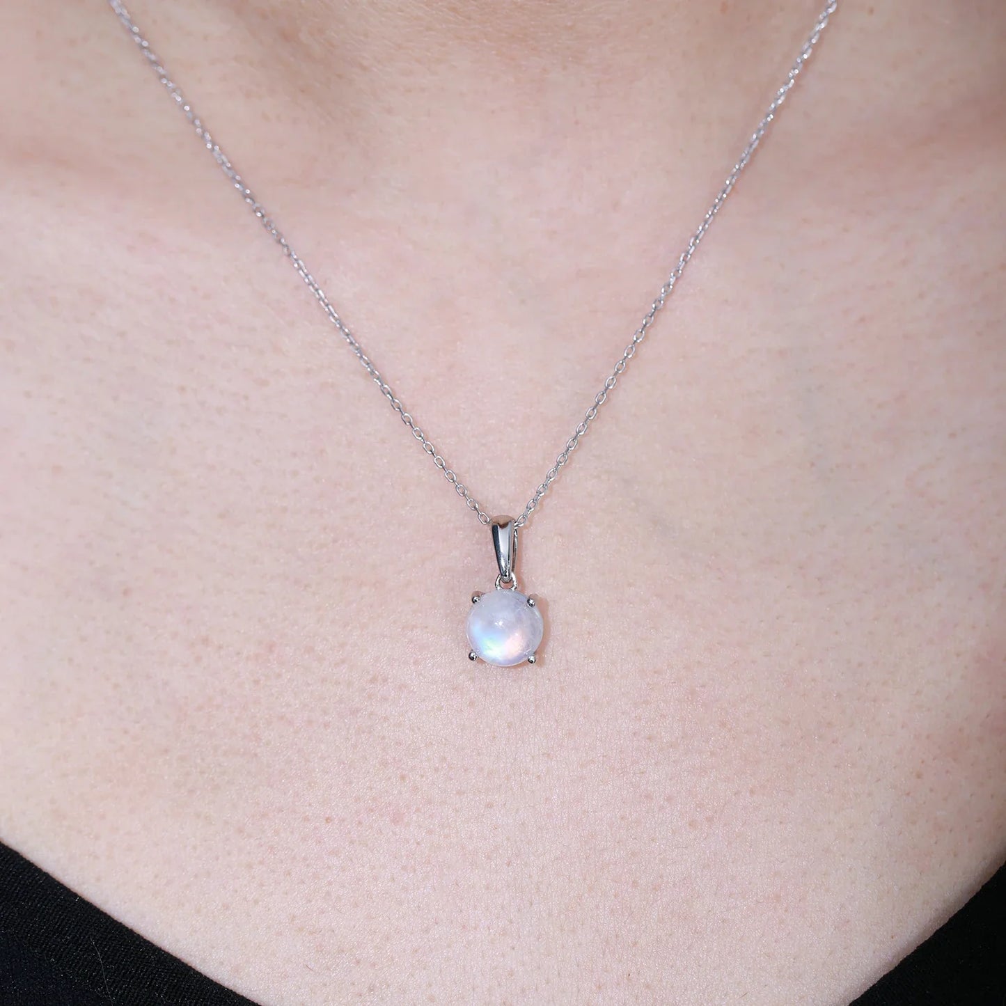 Real moonstone necklace simple and dainty June Birthstone necklace for women
