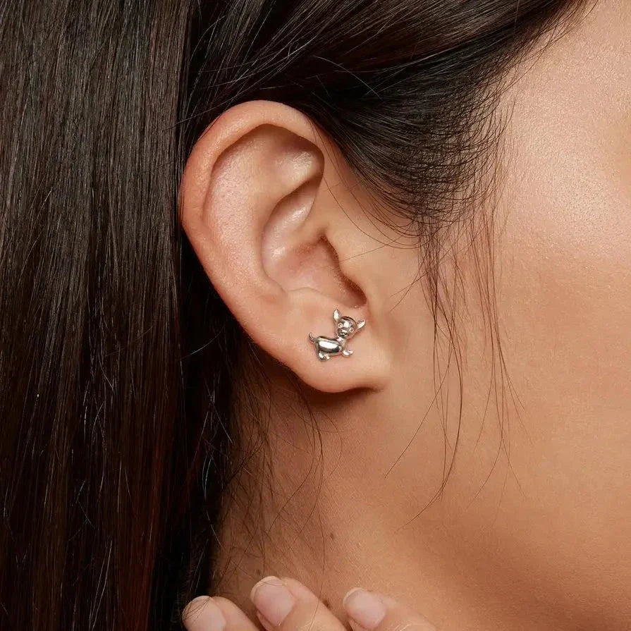 Chihuahua earrings stud earrings silver dog earrings