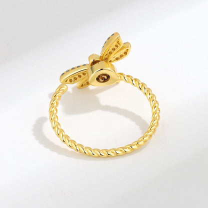 Anxiety relief ring with a dragonfly sterling silver