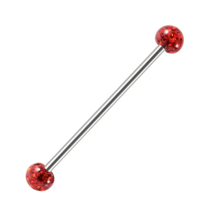 Beautiful industrial piercing with colorful crystal balls titanium industrial barbell tongue piercing jewelry