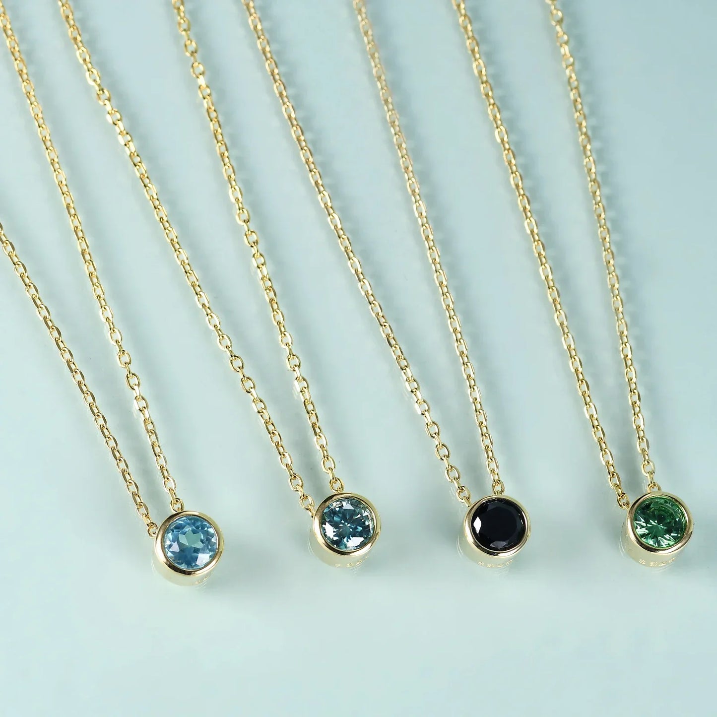 Green stone necklace with an emerald green cz stone dainty necklace