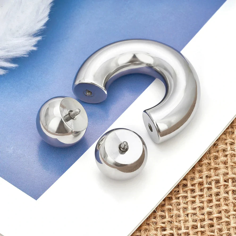 Large gauge septum piercing horseshoe barbells titanium large gauge earring 0G 2G 4G 6G 8G