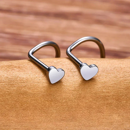 Heart nose stud tiny and cute titanium 20G