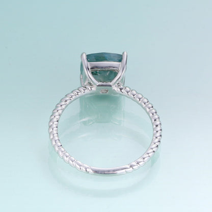 Natural moss agate ring square shape in silver