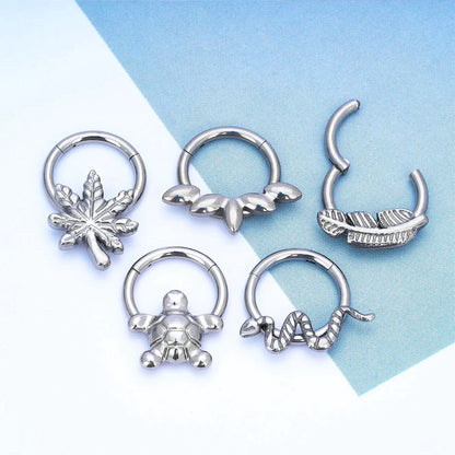 Turtle nose ring cute and unique titanium hinged clicker ring septum ring