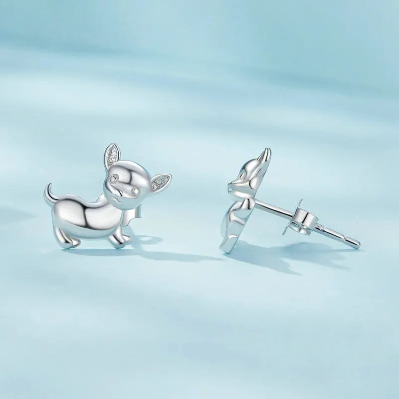 Chihuahua earrings stud earrings silver dog earrings