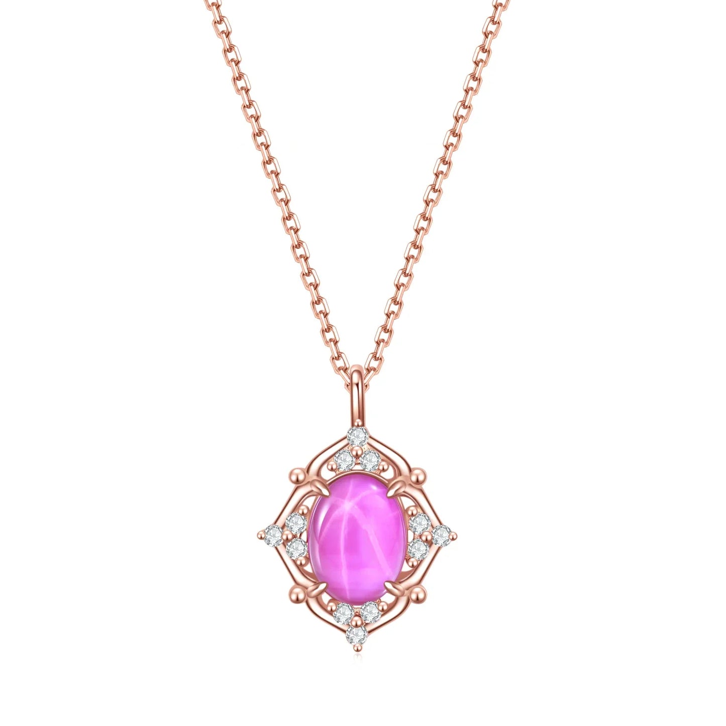 Star ruby pendant necklace red necklace rose gold chain necklace