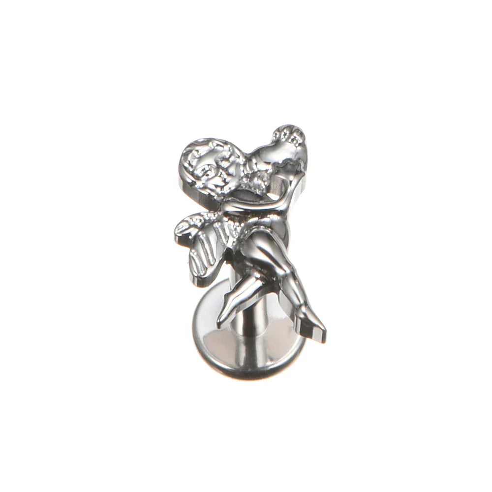 Angel stud earring nose stud cute and unique piercing stud titanium piercing jewelry
