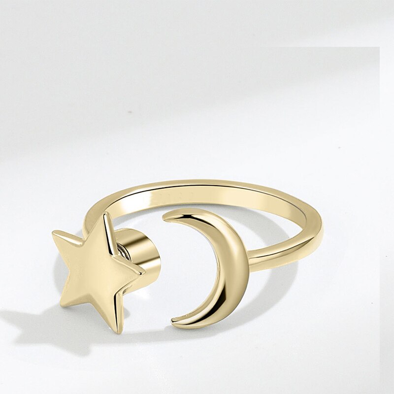 Anxiety relief ring moon and star sterling silver