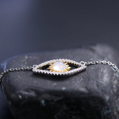Evil eye moonstone necklace in silver protective necklace
