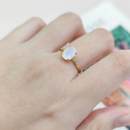 Moonstone birthstone ring simple and dainty oval moonstone ring affordable engagement ring