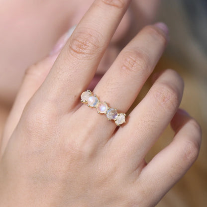 Moonstone band ring half eternity ring