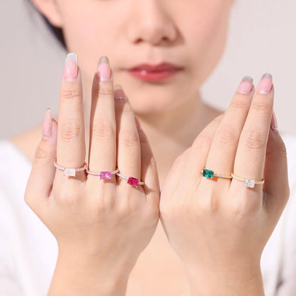 Unique moonstone ring with an emerald moonstone sterling silver