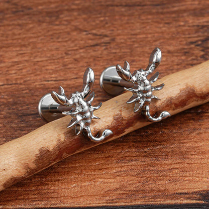 Scorpion nose stud scorpion stud earring helix piercing conch piercing titanium 16G