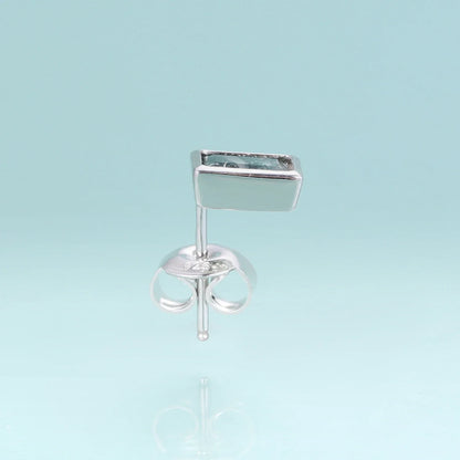 Moss agate earring studs with rectangle moss agate natural green moss agate