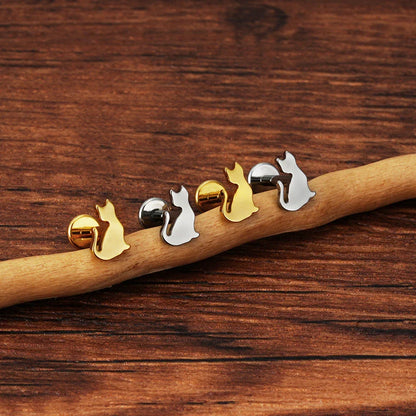 Cat nose stud titanium 16G cute nose studs cat stud earrings