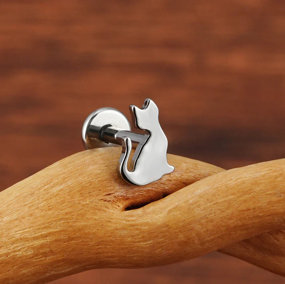 Cat nose stud titanium 16G cute nose studs cat stud earrings