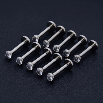 Small monroe piercing with a clear diamond gold monroe piercing titanium labret stud internally threaded