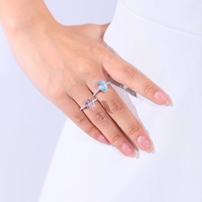 Peach morganite ring pear cut sterling silver