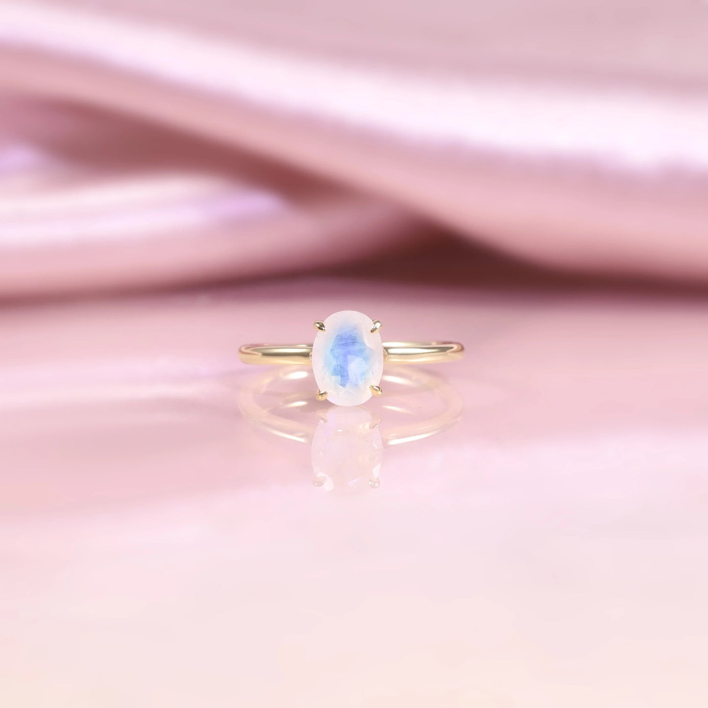 Moonstone birthstone ring simple and dainty oval moonstone ring affordable engagement ring