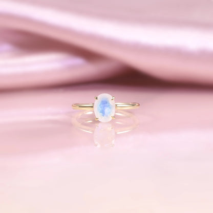 Moonstone birthstone ring simple and dainty oval moonstone ring affordable engagement ring