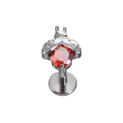 Ladybug nose stud with clear or red crystal ladybug stud earrings titanium piercing stud cute pretty and unique