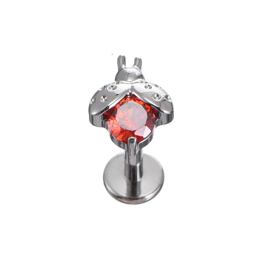 Ladybug nose stud with clear or red crystal ladybug stud earrings titanium piercing stud cute pretty and unique