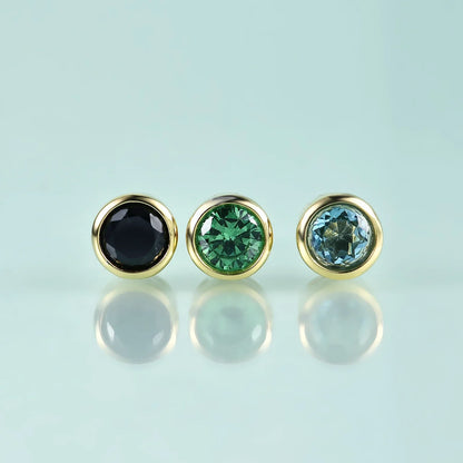 Topaz ear studs with natural Swiss blue topaz in gold cute ear studs