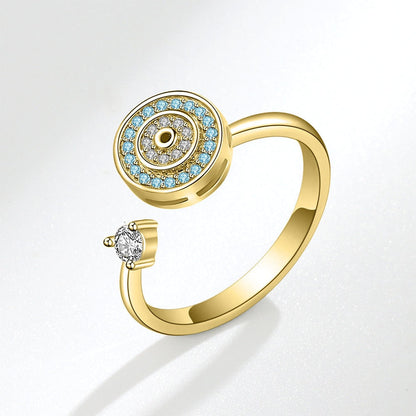 Worry ring with a Turkish evil eye sterling silver