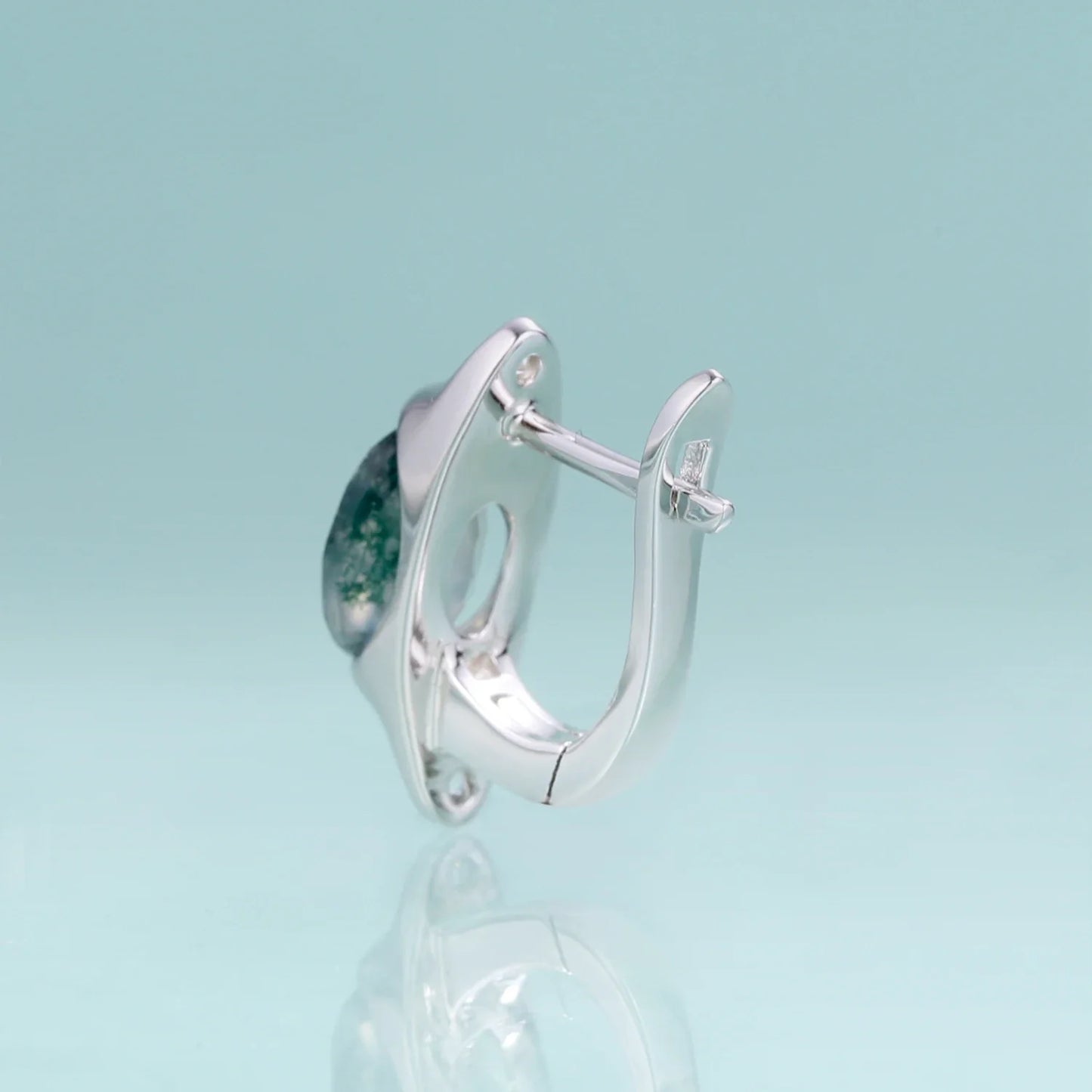 Moss agate hoop earrings vintage-style simple and dainty green earrings