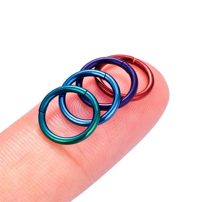 Hoop nose piercing red green purple blue ear piercing lip piercing titanium hinged segment clicker 16G 18G 20G