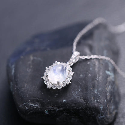 Vintage-style moonstone necklace sterling silver birthstone necklace