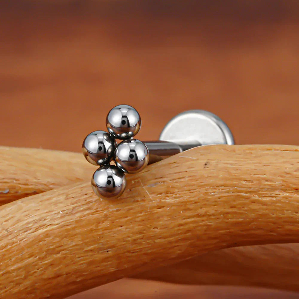 Small medusa piercing with 4 dots cute and tiny titanium lip stud nose stud ear stud 16G